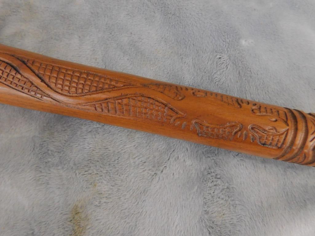 Carved Wood Scepter - Cobra Snake - 32" x 7.5" x 3" - 9