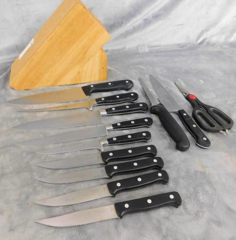 Wustof Trident Knives - 9 Pieces Plus Block and 3 Other Pieces: See Photos For Condition and Details