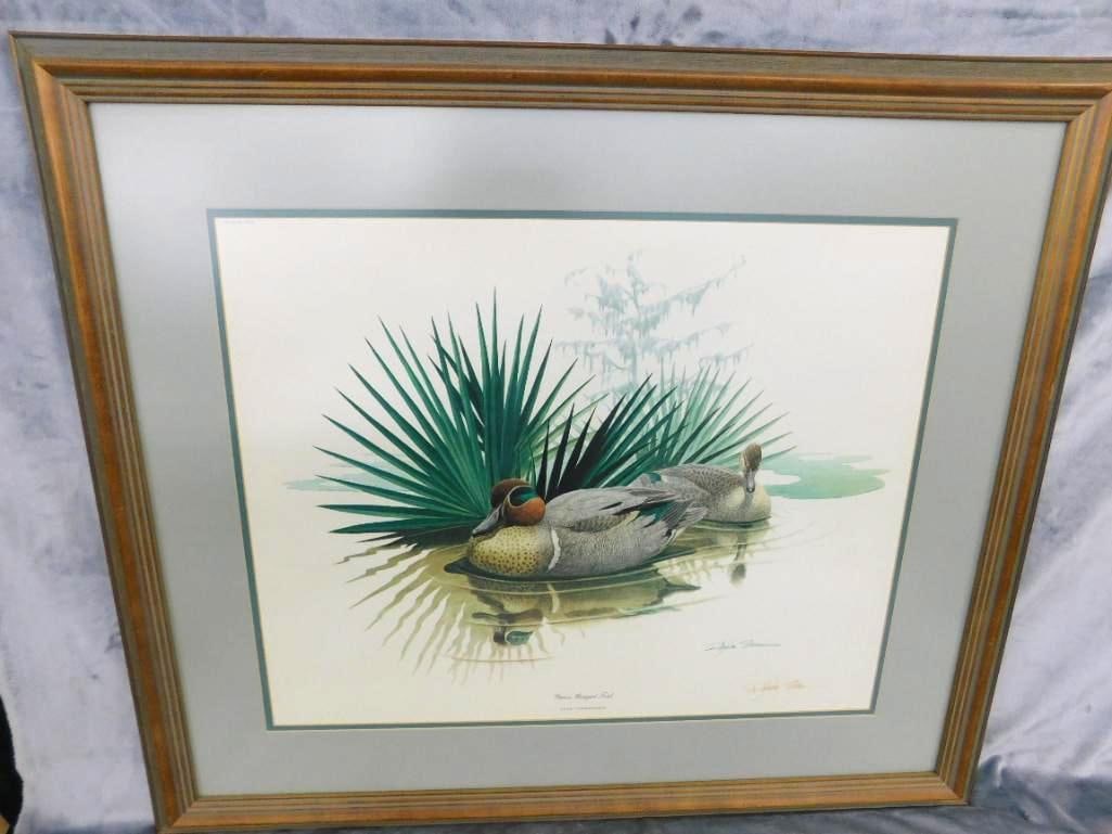Signed Print - Richard Sloan - "Green Winged Teal" - 31.5" x 36.5": See Photos For Condition and Details