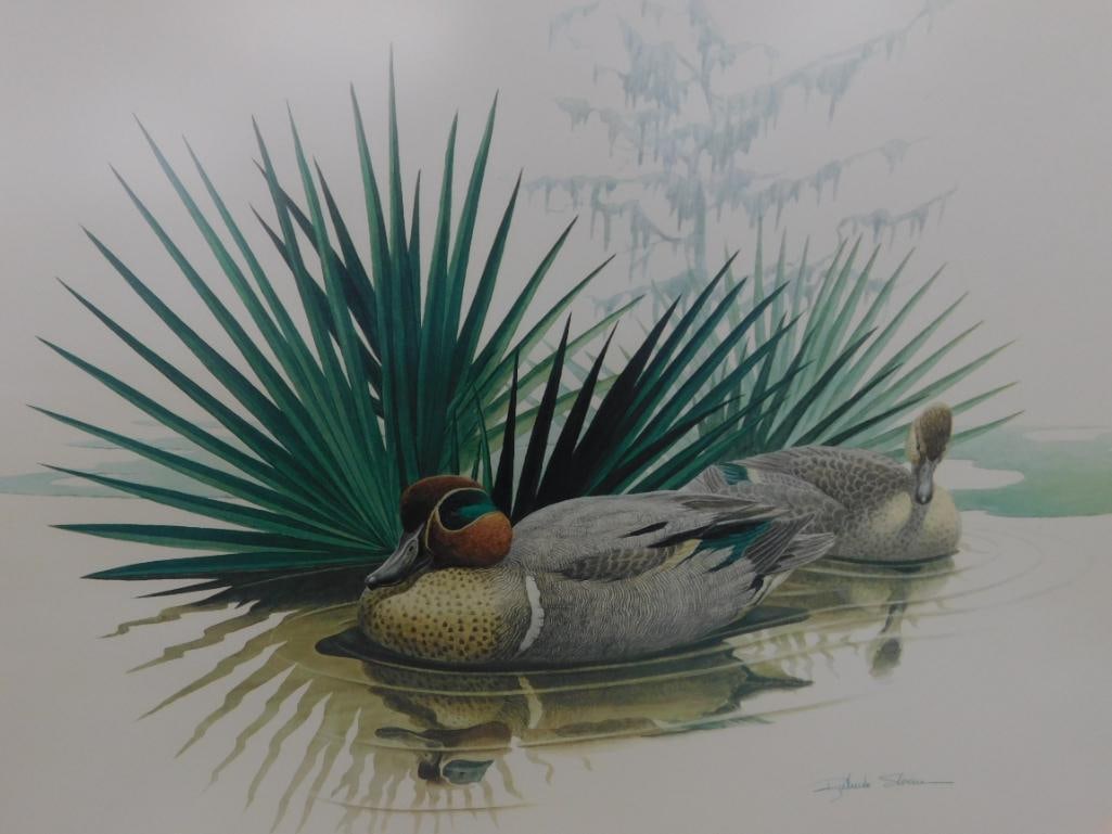 Signed Print - Richard Sloan - "Green Winged Teal" - 31.5" x 36.5" - 2