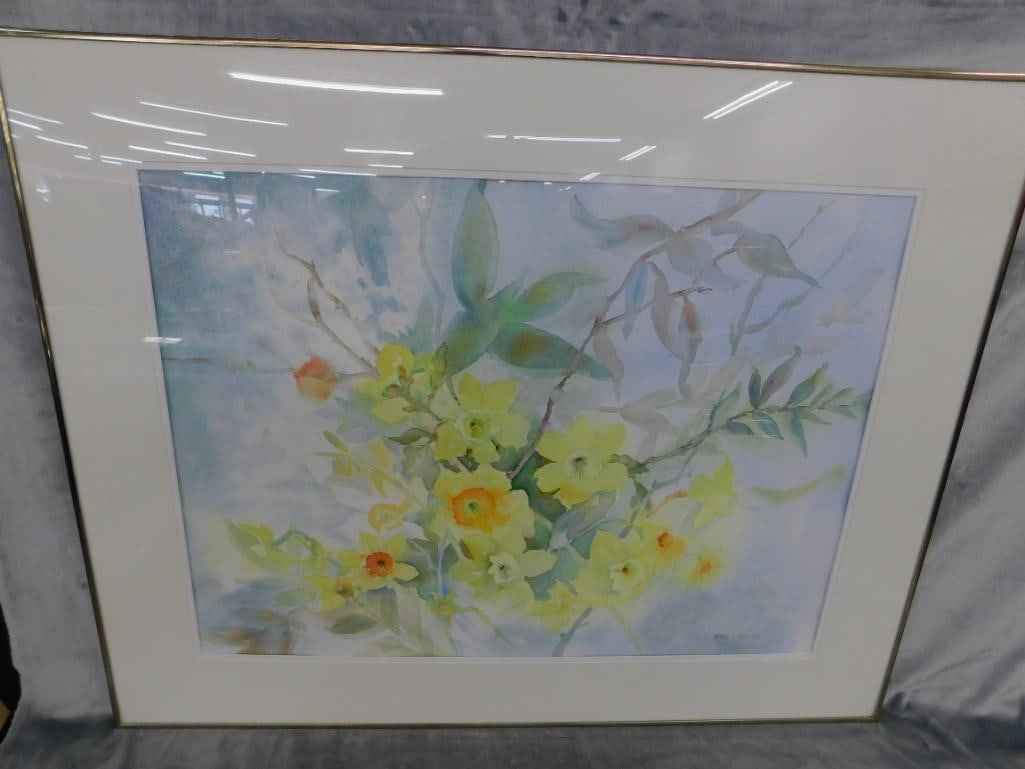Framed Watercolor - Signed Nancy L. Rogers - "Joy of Spring" - 30" x 38" - 11