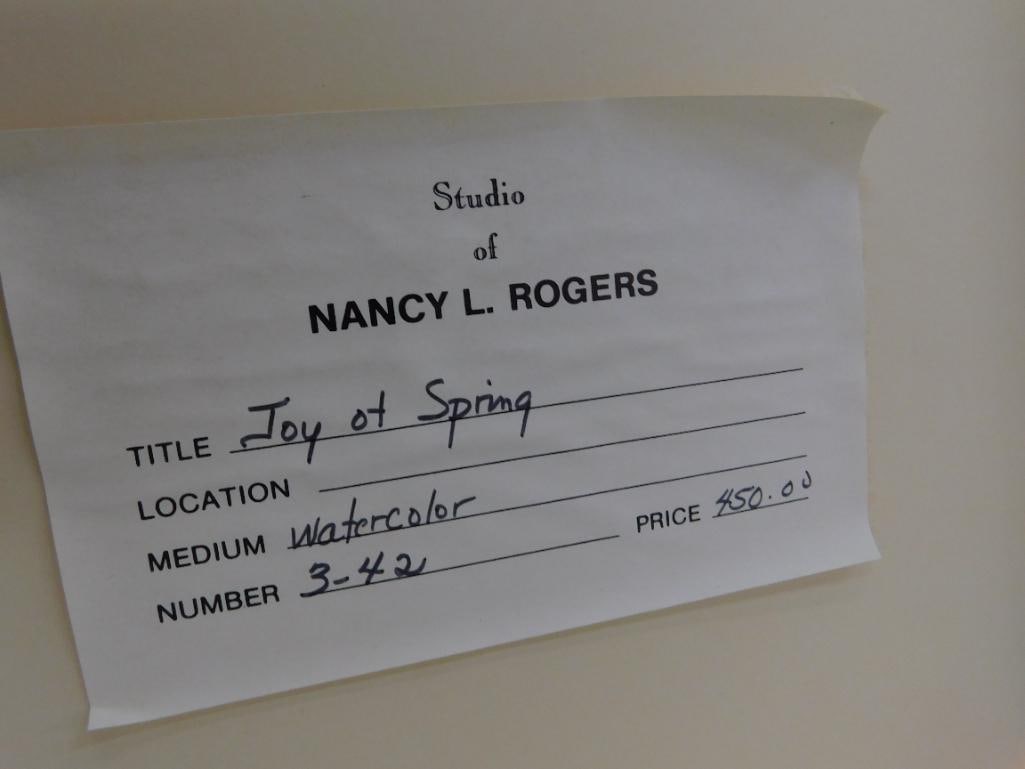 Framed Watercolor - Signed Nancy L. Rogers - "Joy of Spring" - 30" x 38" - 13