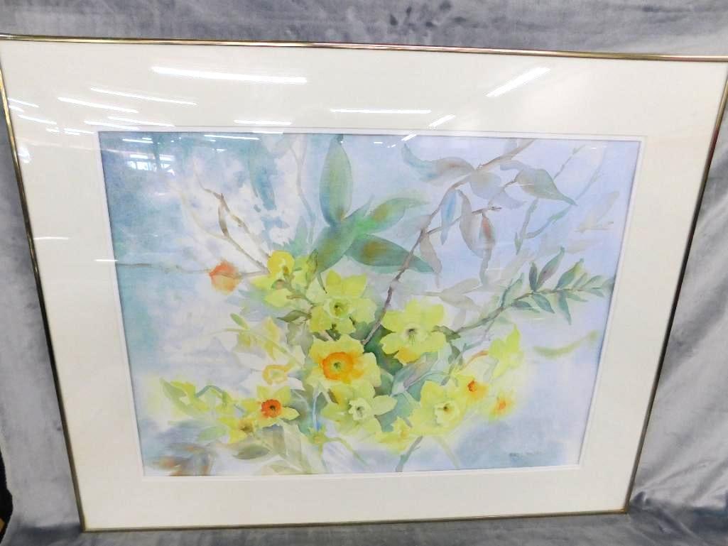 Framed Watercolor - Signed Nancy L. Rogers - "Joy of Spring" - 30" x 38": See Photos For Condition and Details