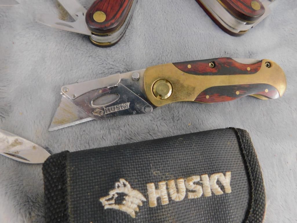 Pair of Victorinox Pocket Knives - Husky Pocket Knife - Zippo Lighter - 6