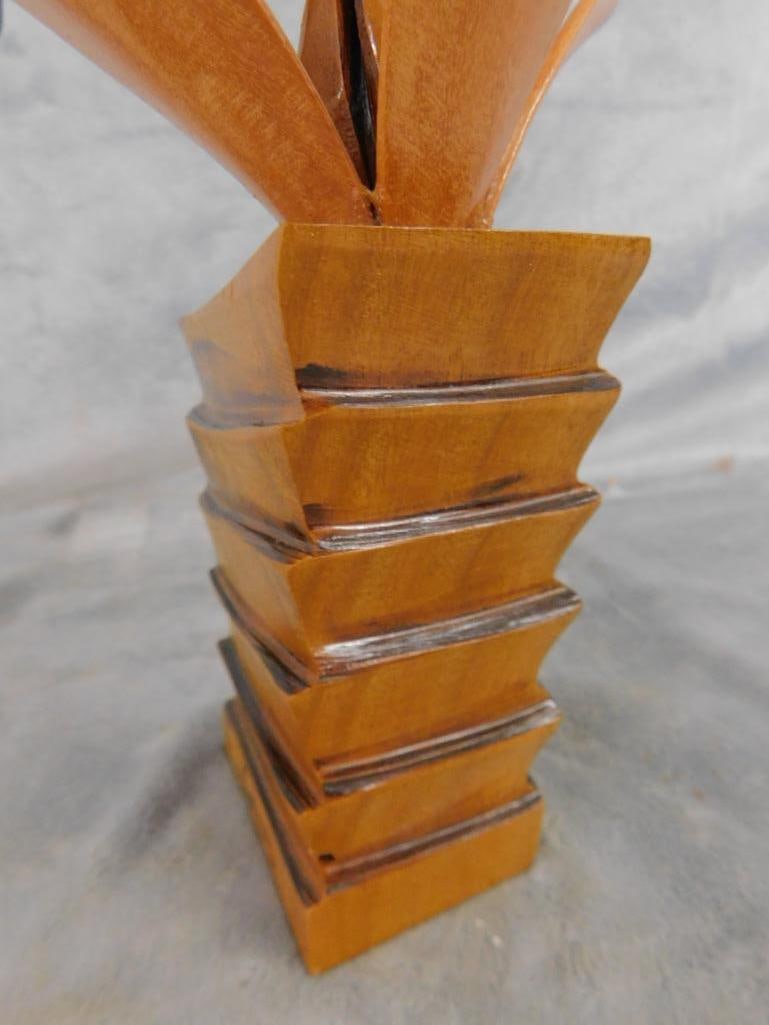 Pair of Carved Wood Bird Statues - Both Signed Gomes - 4.5" x 8.5" x 9" - 8.75" x 6" x 6" - 10