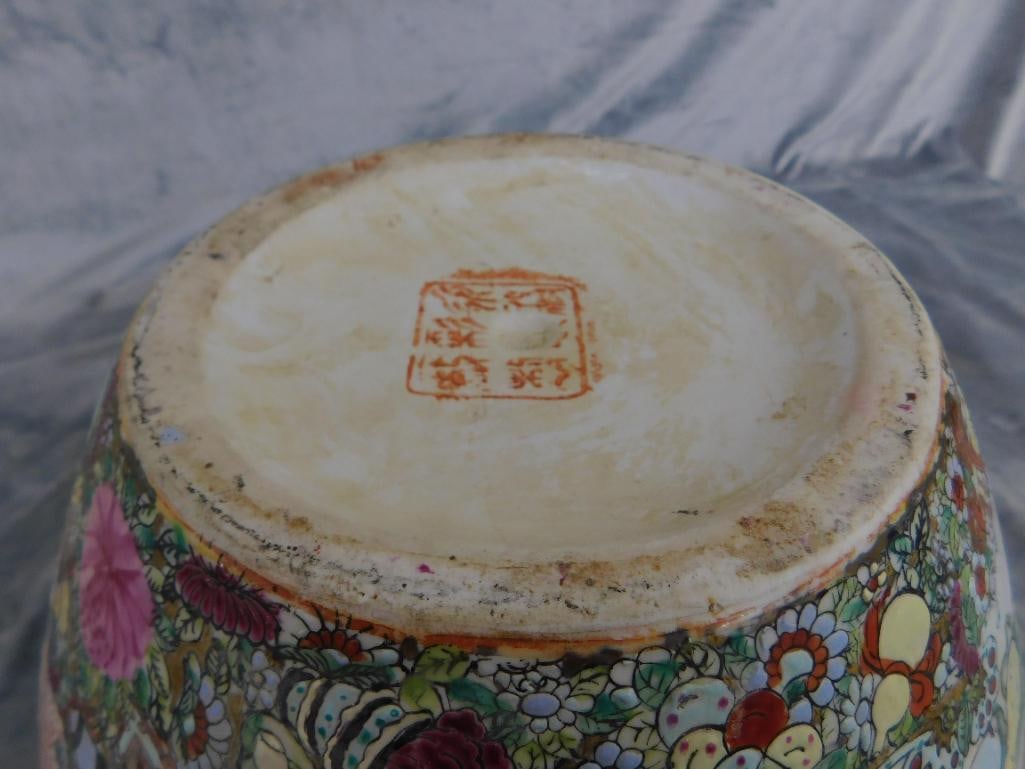 Chinese Rose Medallion Vase - 12.5" x 12.5" - 11