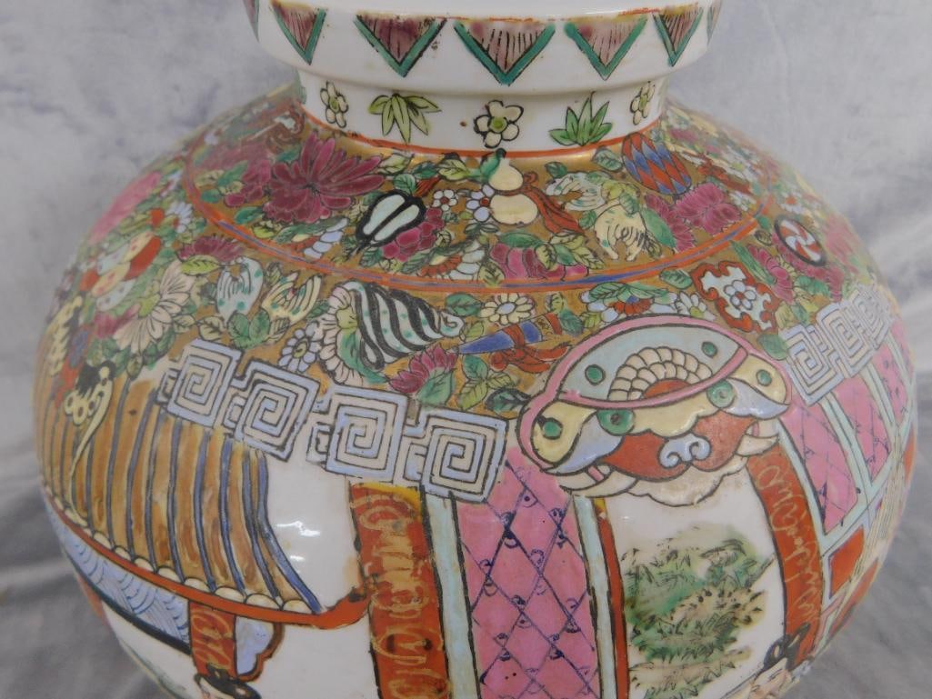 Chinese Rose Medallion Vase - 12.5" x 12.5" - 3