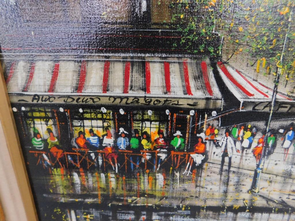 Modern Oil on Canvas - Paris Cafe Scene - Signed - 28.5" x 32.5" - 3