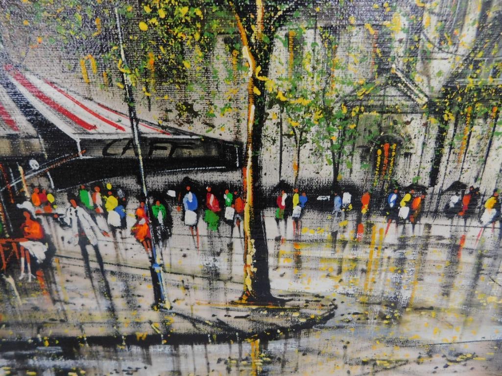 Modern Oil on Canvas - Paris Cafe Scene - Signed - 28.5" x 32.5" - 4