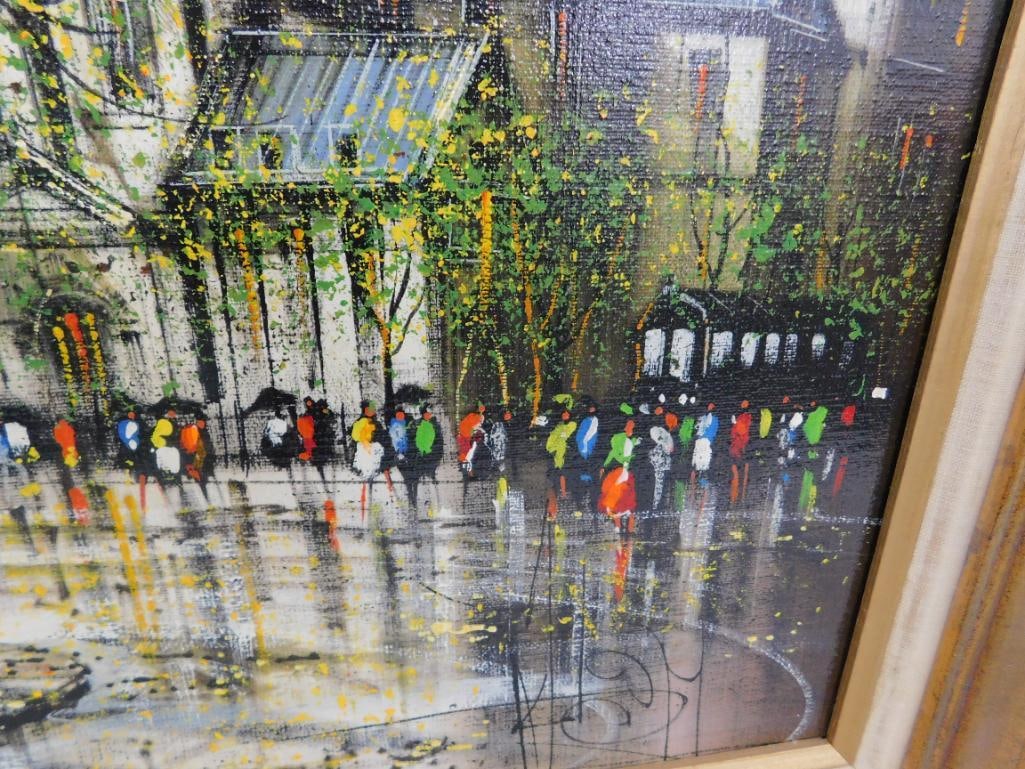 Modern Oil on Canvas - Paris Cafe Scene - Signed - 28.5" x 32.5" - 5