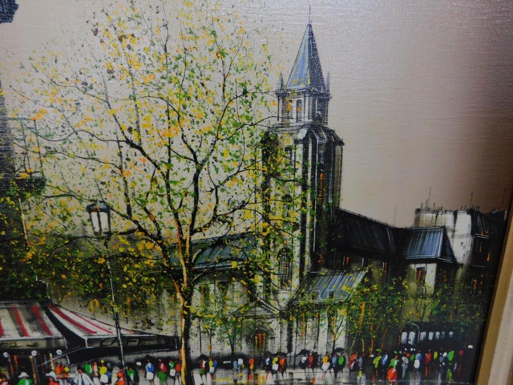 Modern Oil on Canvas - Paris Cafe Scene - Signed - 28.5" x 32.5" - 6