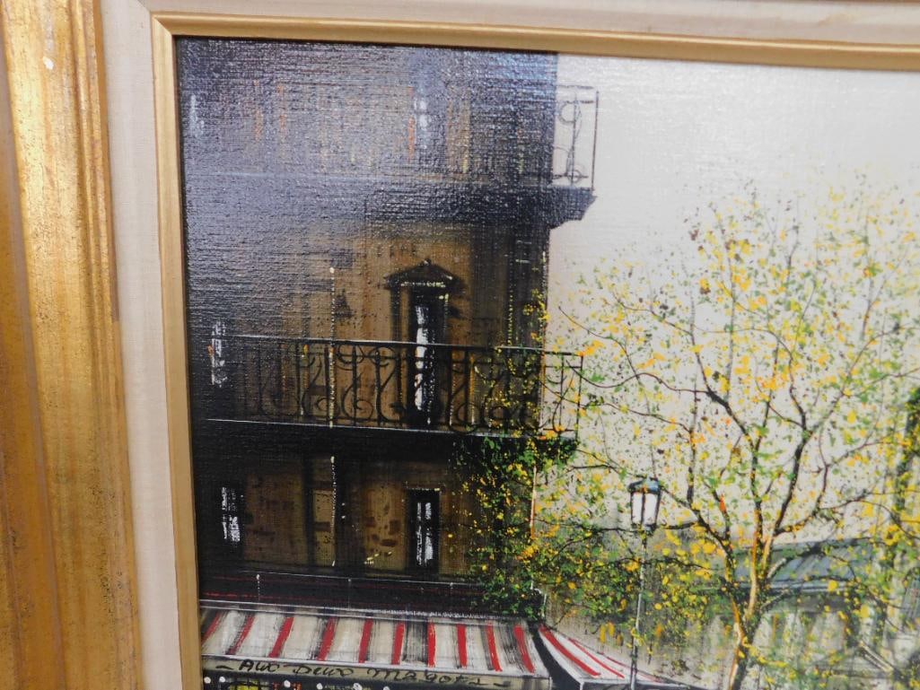 Modern Oil on Canvas - Paris Cafe Scene - Signed - 28.5" x 32.5" - 7