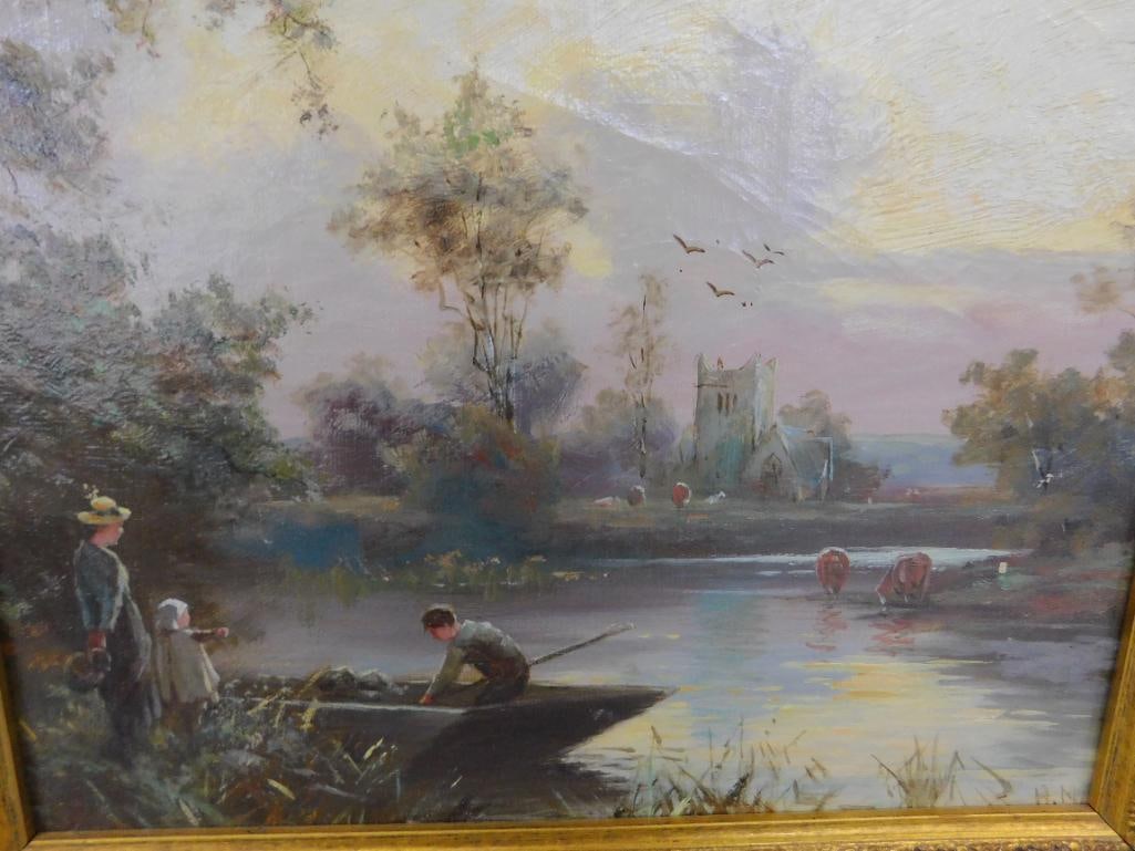 19th Century Oil on Board - Henry Martin - English Landscape - Gilded Ornate Frame - 2