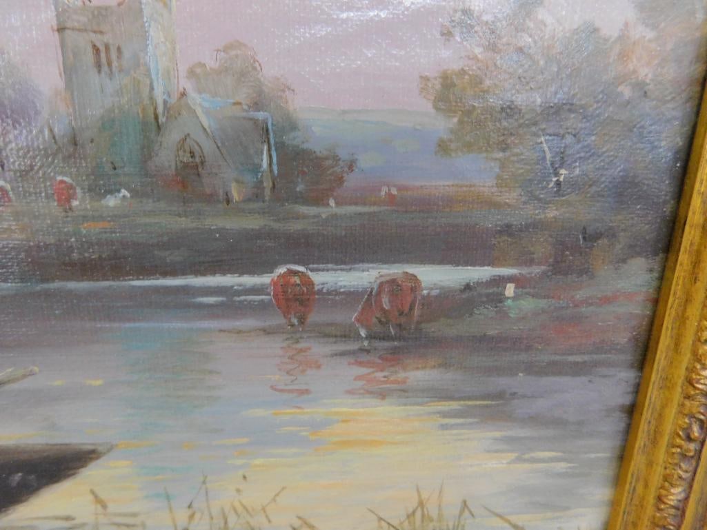 19th Century Oil on Board - Henry Martin - English Landscape - Gilded Ornate Frame - 4