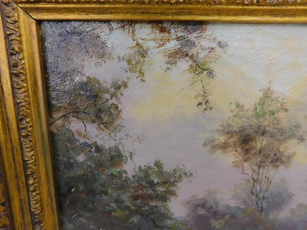 19th Century Oil on Board - Henry Martin - English Landscape - Gilded Ornate Frame - 6