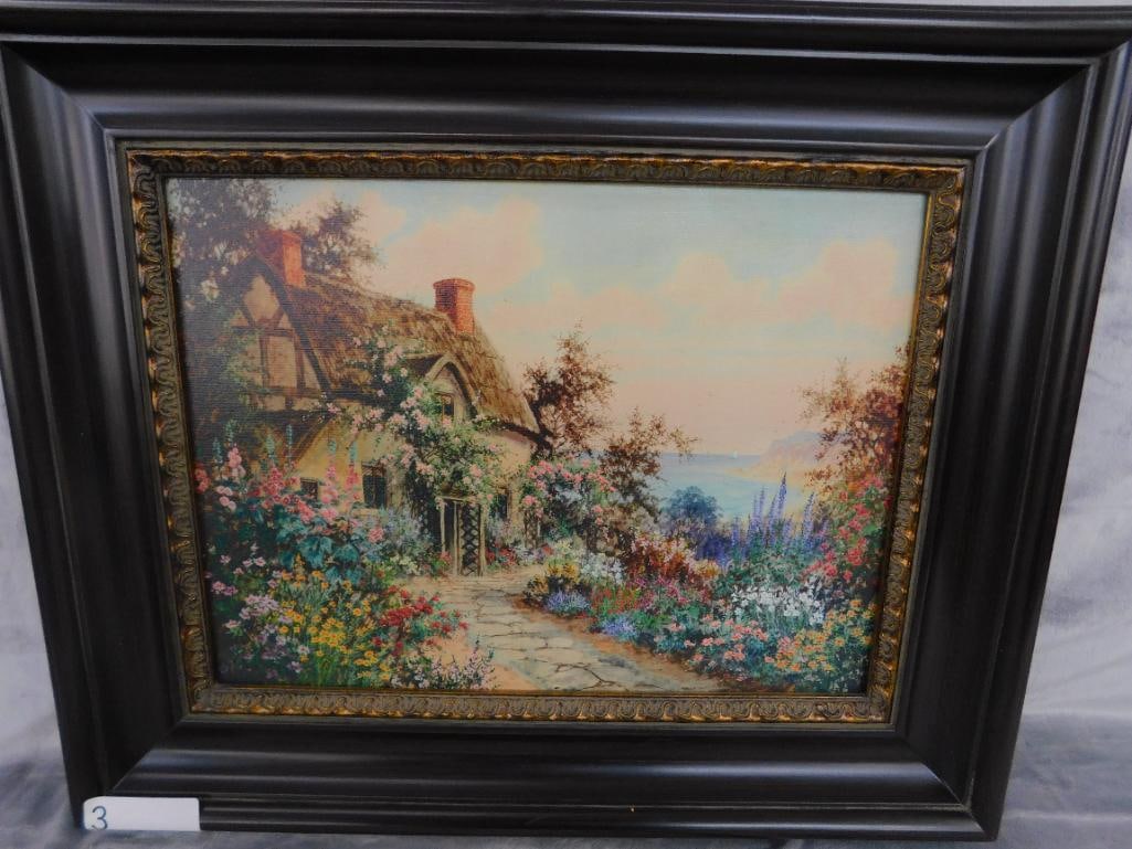 Giclee on Canvas - J. Halford Ross - English Cottage Garden - 18.5" x 22.5" - 13