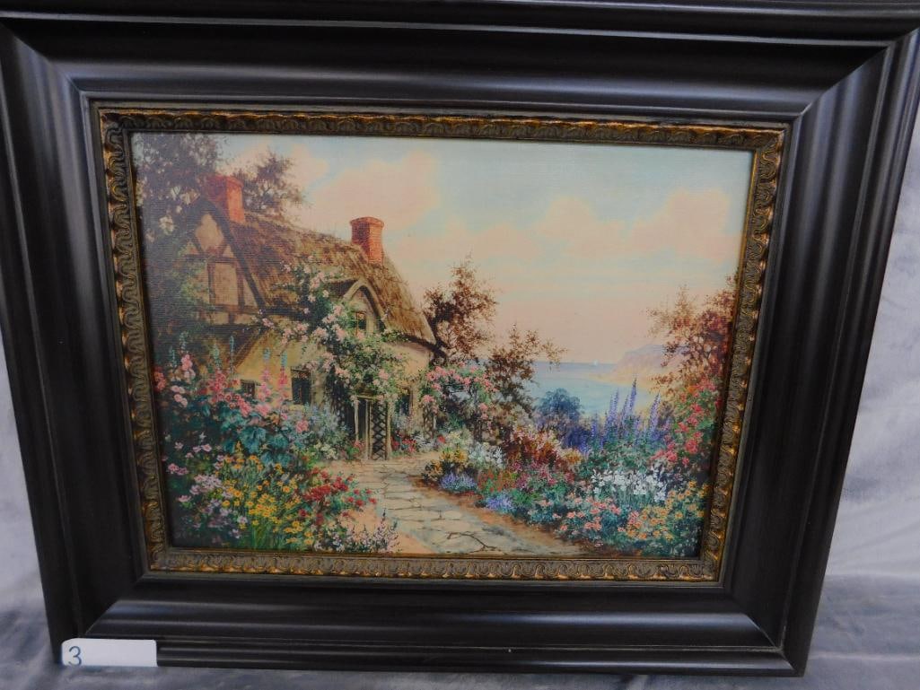 Giclee on Canvas - J. Halford Ross - English Cottage Garden - 18.5" x 22.5" - 14