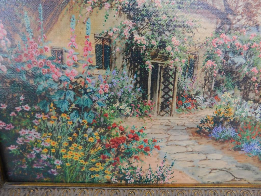 Giclee on Canvas - J. Halford Ross - English Cottage Garden - 18.5" x 22.5" - 4