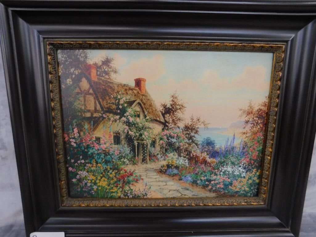 Giclee on Canvas - J. Halford Ross - English Cottage Garden - 18.5" x 22.5" - 9