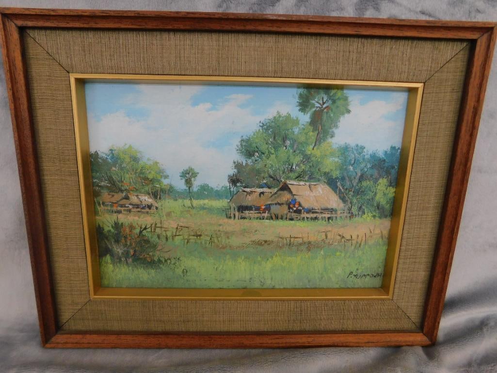 Framed Oil on Board - "Peaceful Days" - P. Tuppoch - 12" x 15" - 10