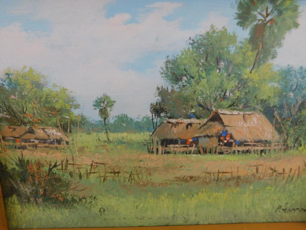 Framed Oil on Board - "Peaceful Days" - P. Tuppoch - 12" x 15" - 2