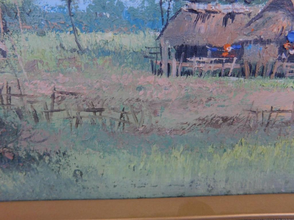 Framed Oil on Board - "Peaceful Days" - P. Tuppoch - 12" x 15" - 5