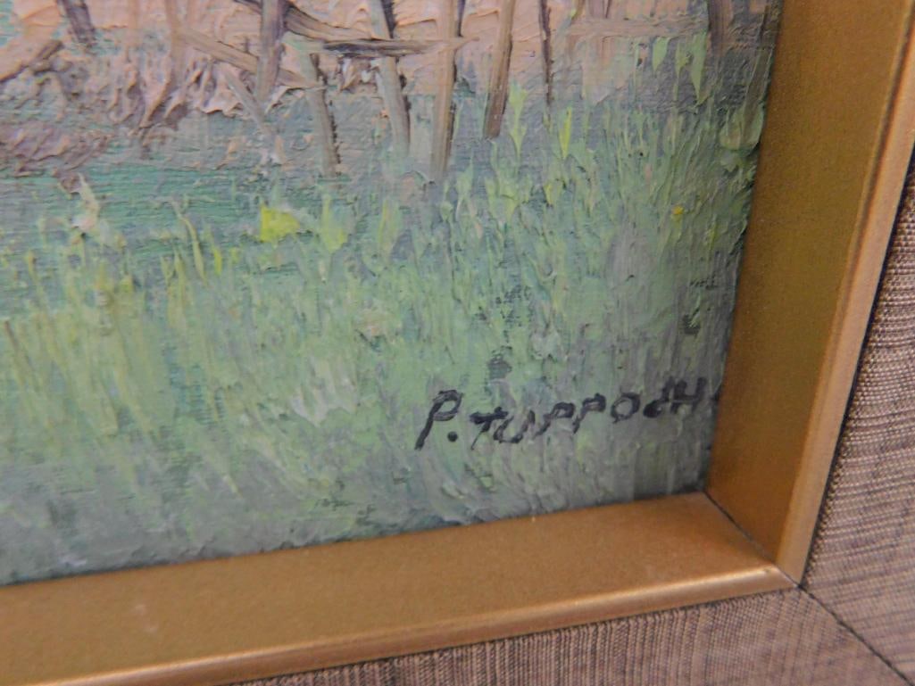 Framed Oil on Board - "Peaceful Days" - P. Tuppoch - 12" x 15" - 6