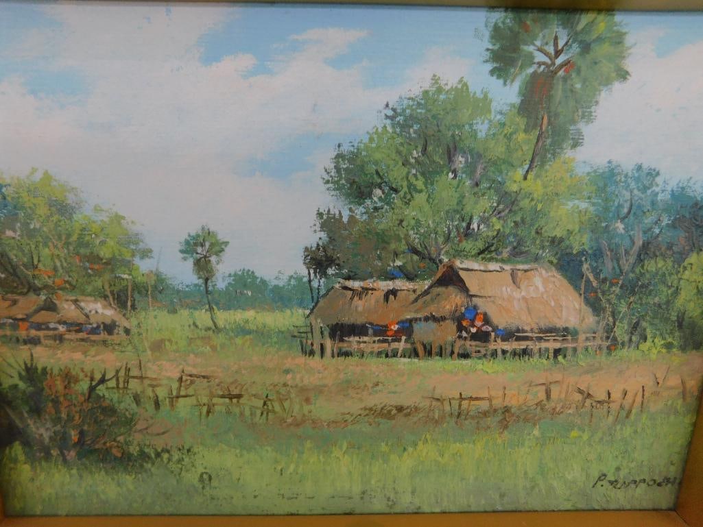 Framed Oil on Board - "Peaceful Days" - P. Tuppoch - 12" x 15" - 8
