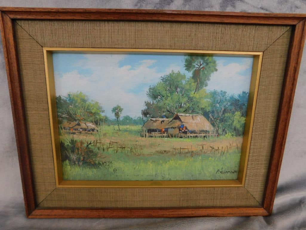 Framed Oil on Board - "Peaceful Days" - P. Tuppoch - 12" x 15" - 9