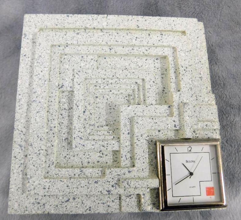 Bulova - Frank Lloyd Wright Desk Clock - 1.5" x 5" x 5": See Photos For Condition and Details