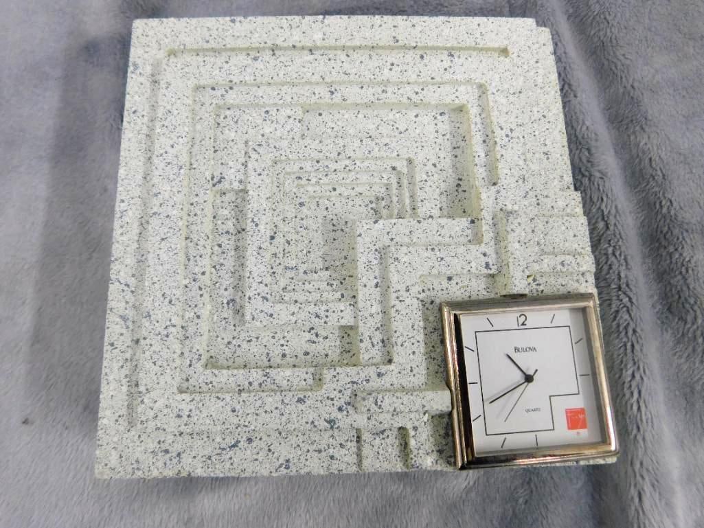Bulova - Frank Lloyd Wright Desk Clock - 1.5" x 5" x 5" - 7