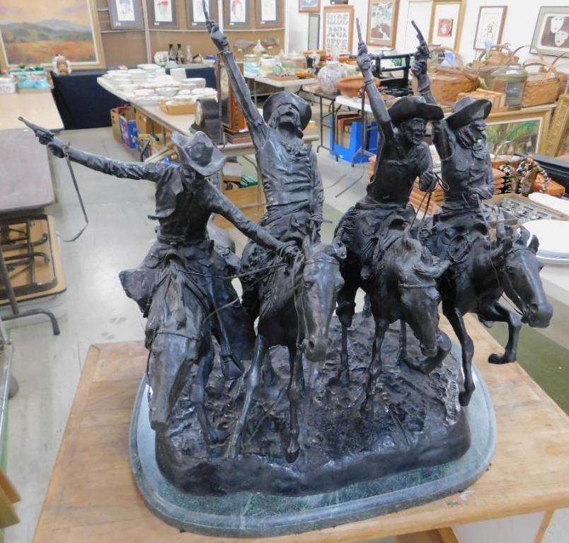 Frederic Remington Bronze - After Death - "Coming Through The Rye" - Granite Base: 27" x 31" x 25" - See Photos For Condition and Details