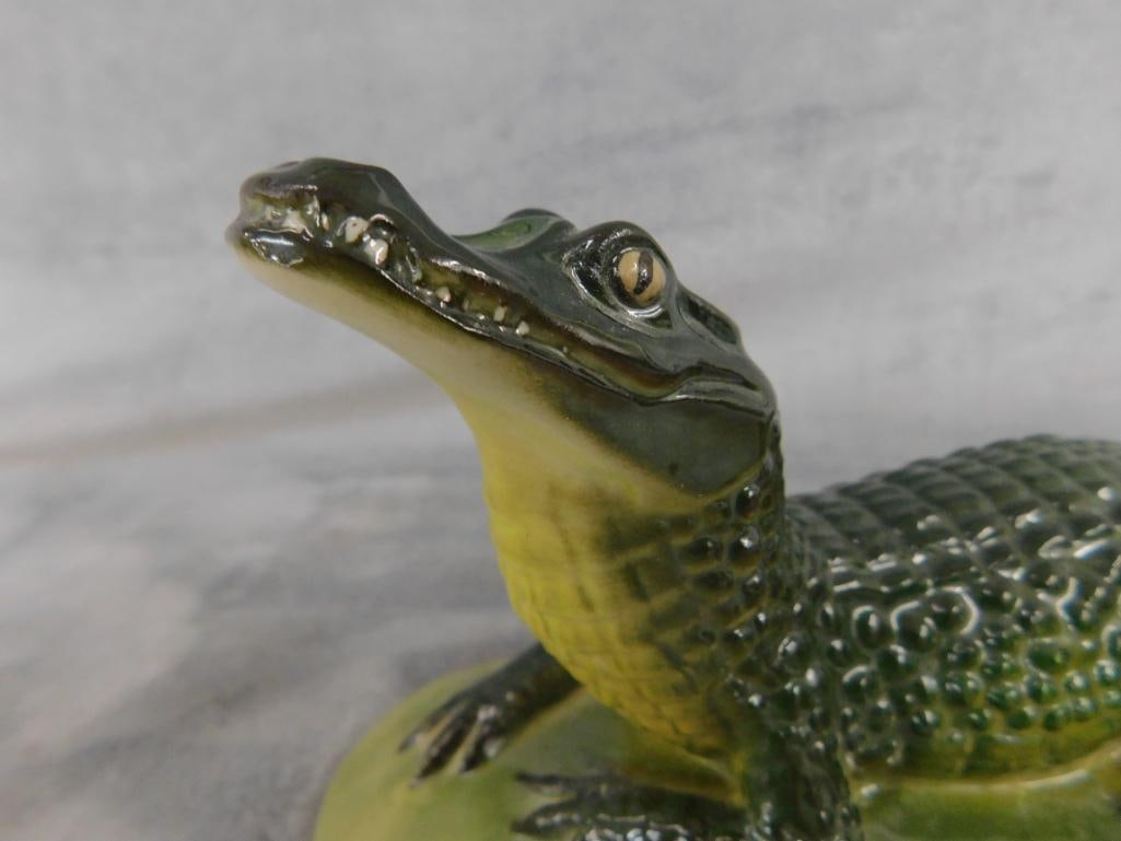 Lomonosove Porcelain Factory - Russia - Porcelain Alligator - 4.25" x 8" x 4.25" - 2