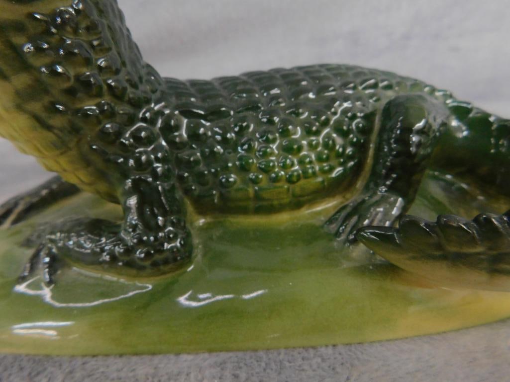 Lomonosove Porcelain Factory - Russia - Porcelain Alligator - 4.25" x 8" x 4.25" - 3