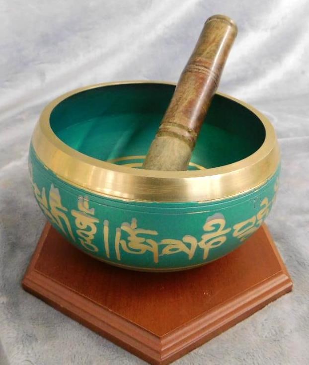 Tibetan Brass Singing Meditation Bowl with Wood Stick - 6.5" Round: See Photos For Condition and Details