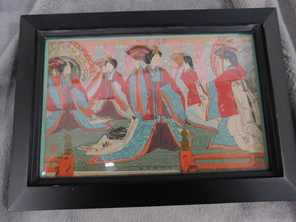 Early 1900s Hand Inked Post Card - 5 Geishas - 5" x 7" - 7
