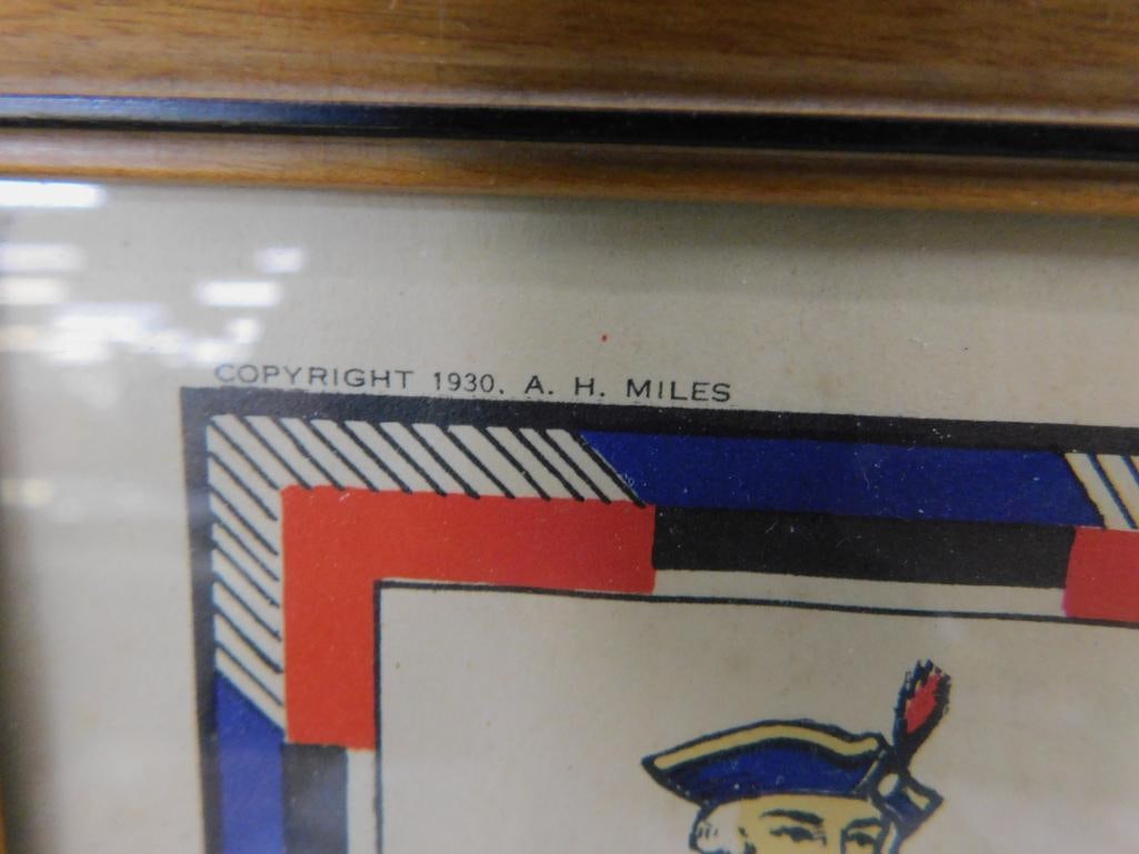 1930 Colonial Virginia Lithograph - Tudor Press - Hugo Stevens - 16" x 21.5" - 10