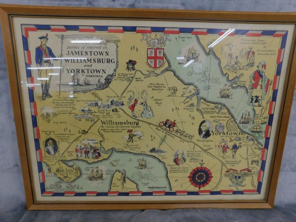 1930 Colonial Virginia Lithograph - Tudor Press - Hugo Stevens - 16" x 21.5" - 12