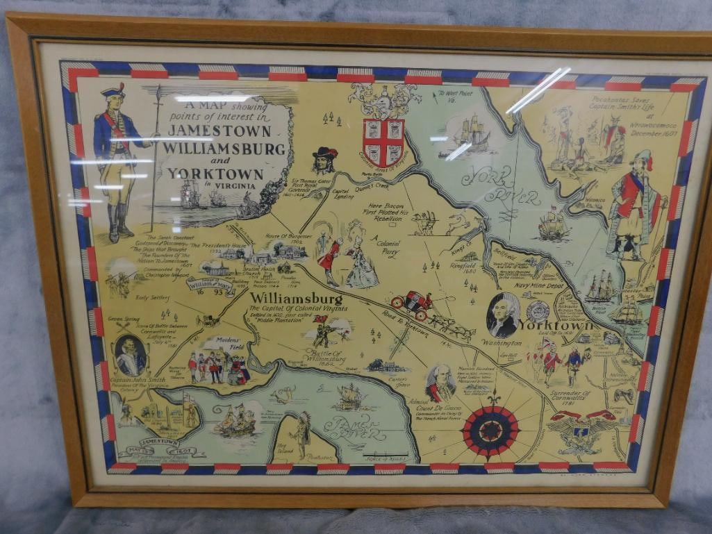 1930 Colonial Virginia Lithograph - Tudor Press - Hugo Stevens - 16" x 21.5" - 13