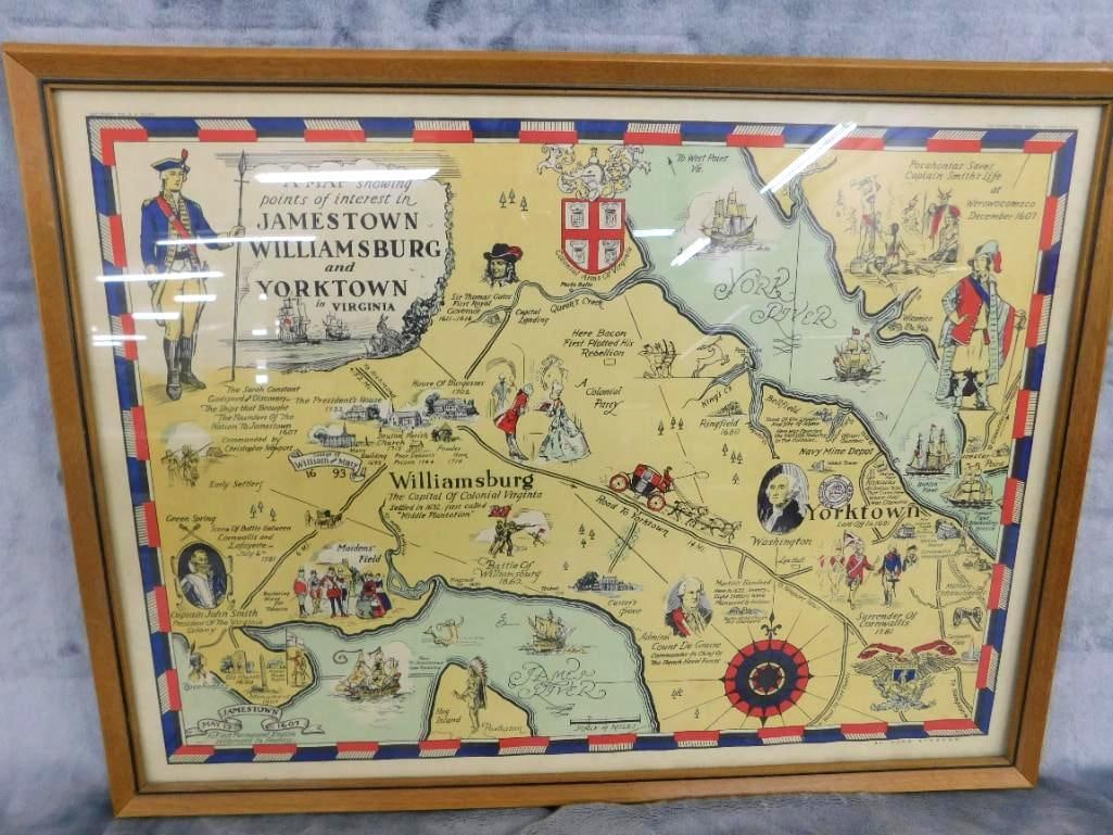 1930 Colonial Virginia Lithograph - Tudor Press - Hugo Stevens - 16" x 21.5": See Photos For Condition and Details