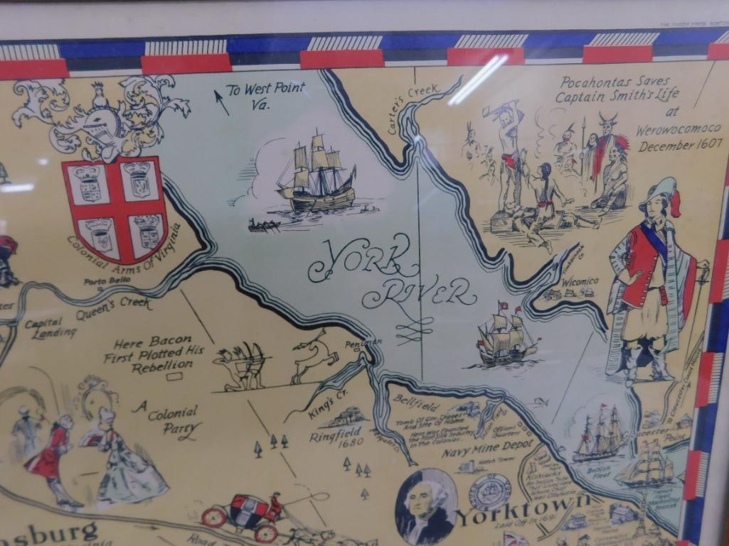 1930 Colonial Virginia Lithograph - Tudor Press - Hugo Stevens - 16" x 21.5" - 3