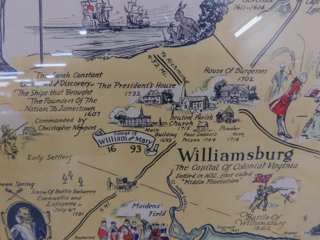 1930 Colonial Virginia Lithograph - Tudor Press - Hugo Stevens - 16" x 21.5" - 4