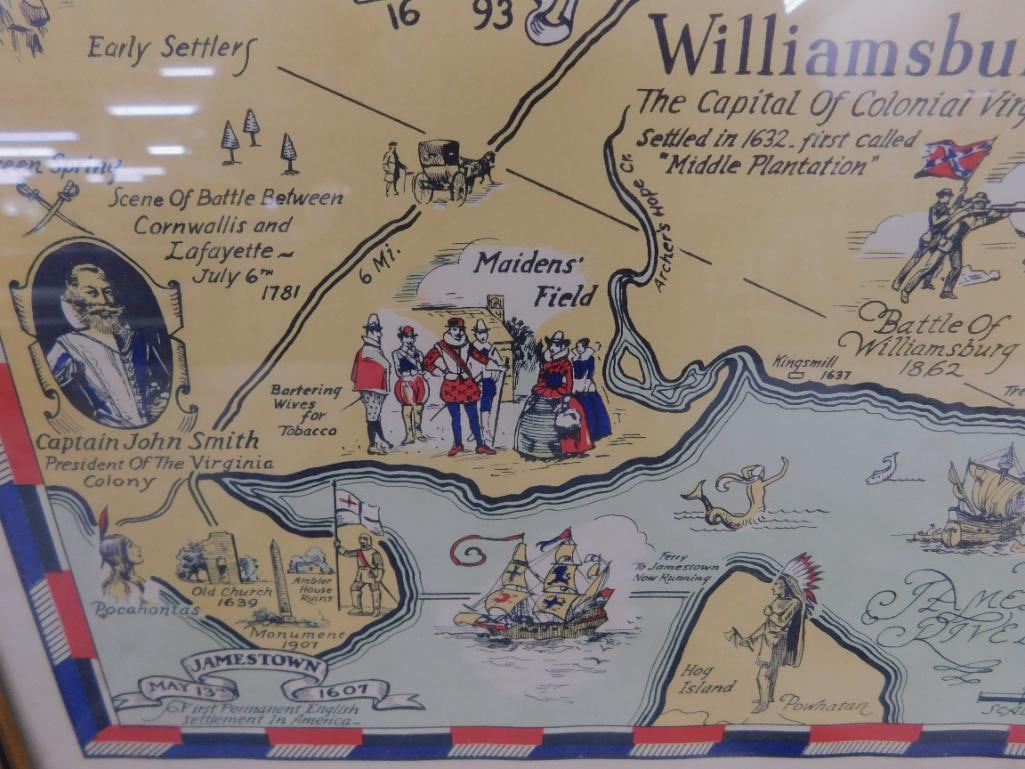 1930 Colonial Virginia Lithograph - Tudor Press - Hugo Stevens - 16" x 21.5" - 5