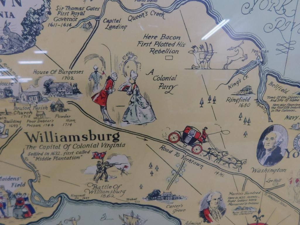 1930 Colonial Virginia Lithograph - Tudor Press - Hugo Stevens - 16" x 21.5" - 8