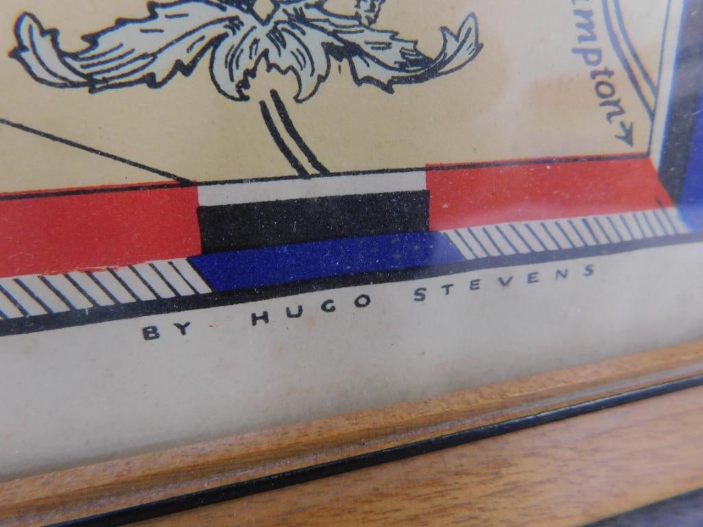 1930 Colonial Virginia Lithograph - Tudor Press - Hugo Stevens - 16" x 21.5" - 9