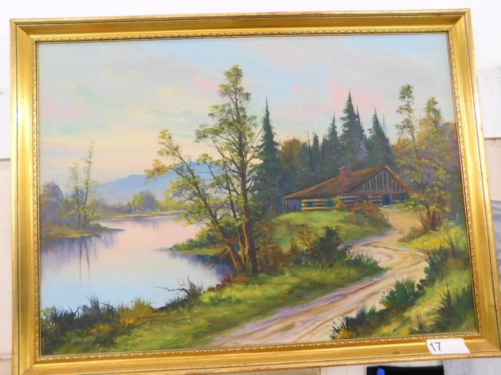 Early 1900s Oil on Canvas - Signed Michael Hasselbar - 22" x 30": See Photos For Condition and Details