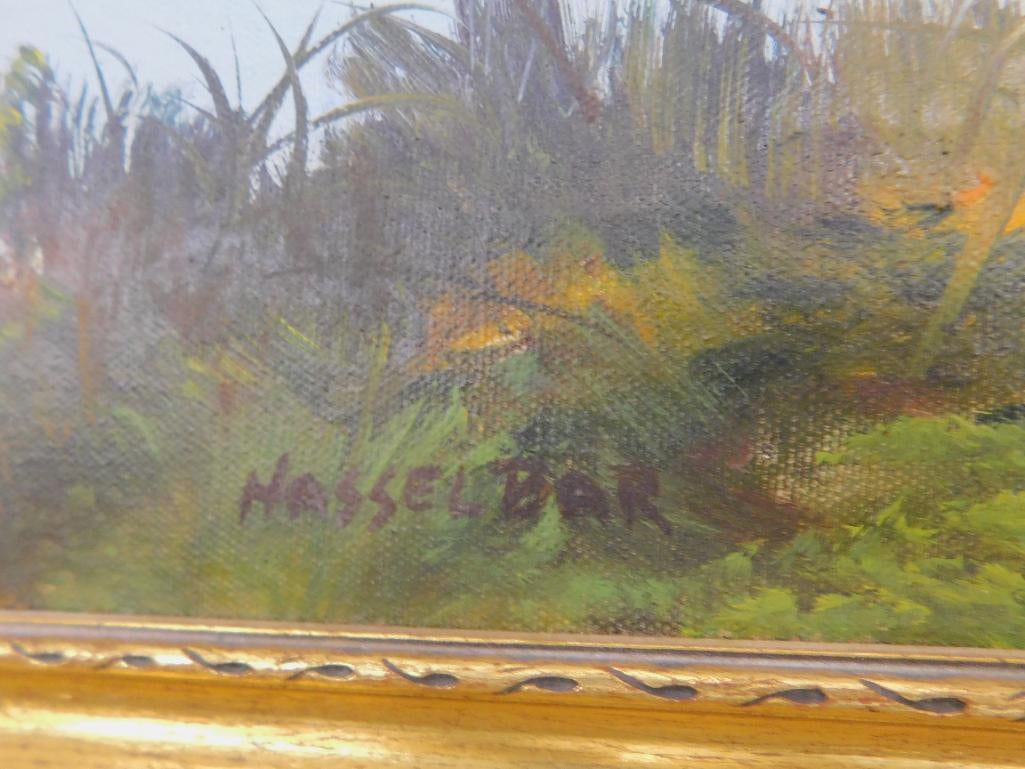 Early 1900s Oil on Canvas - Signed Michael Hasselbar - 22" x 30" - 8