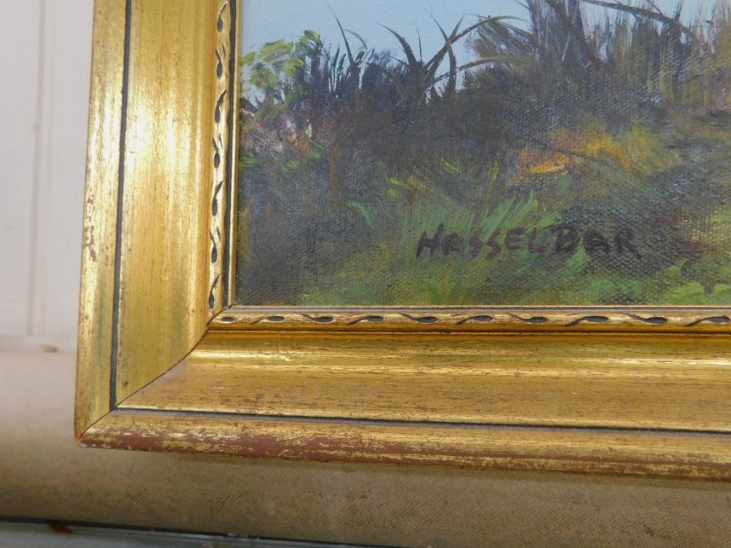 Early 1900s Oil on Canvas - Signed Michael Hasselbar - 22" x 30" - 9