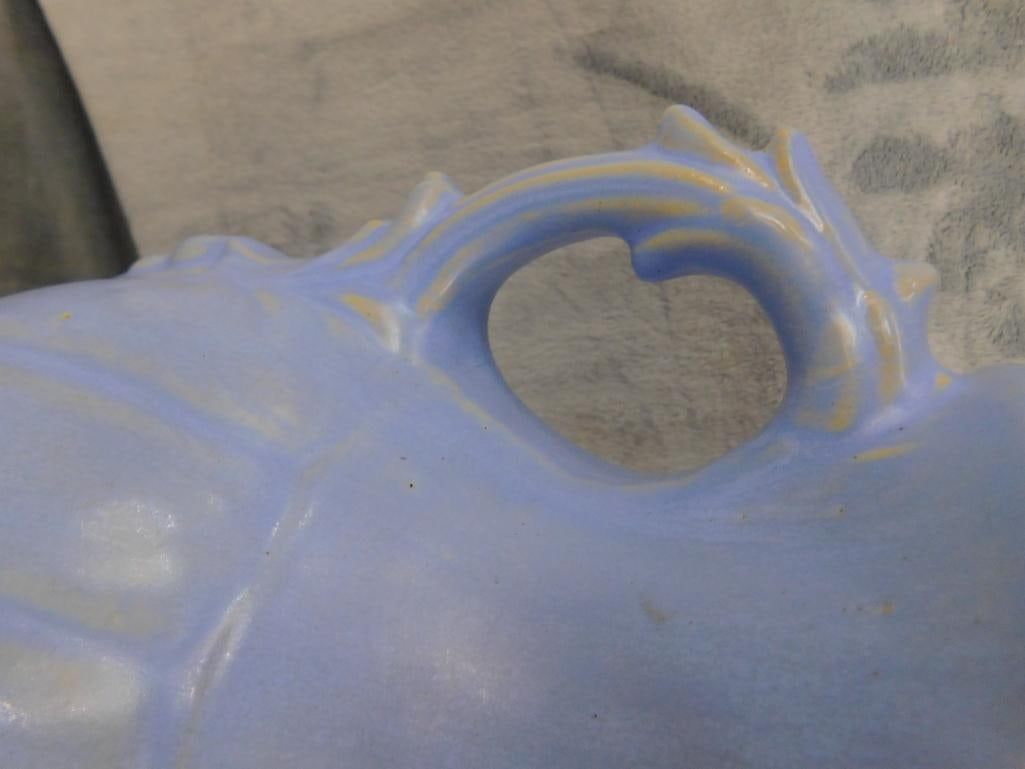 USA Pottery Double Handled Vase - Sky Blue Glaze - 12.5" x 10" x 8" - 3