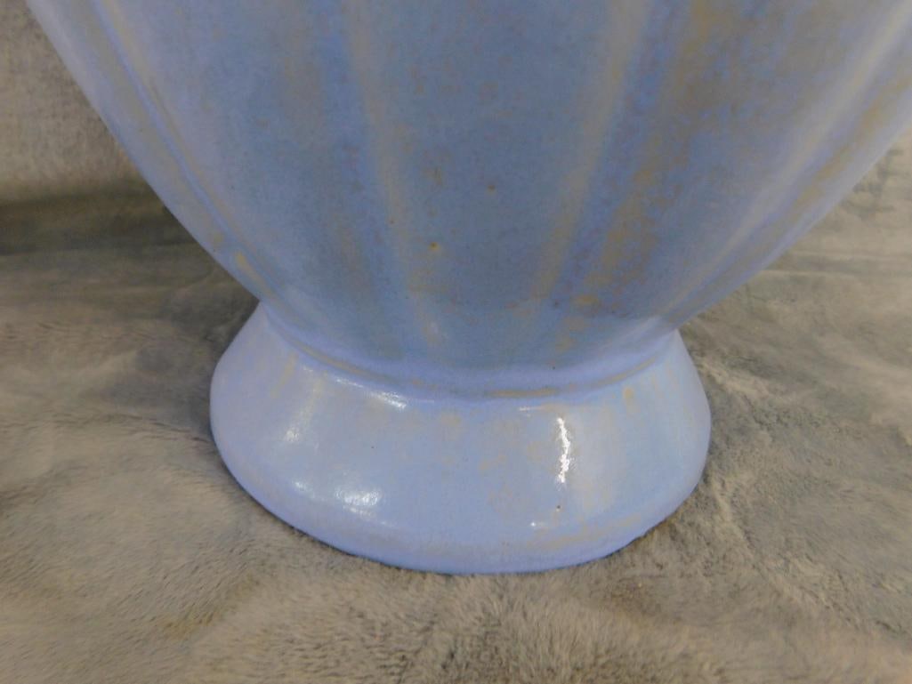 USA Pottery Double Handled Vase - Sky Blue Glaze - 12.5" x 10" x 8" - 5